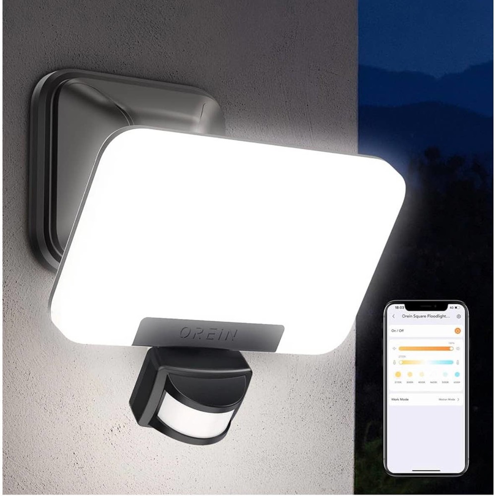 Motion Sensor Outdoor Lights Mesh Smart Flood Lights Outdoor, 2800LM